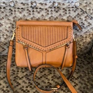 Violet Ray cognac laser crossbody